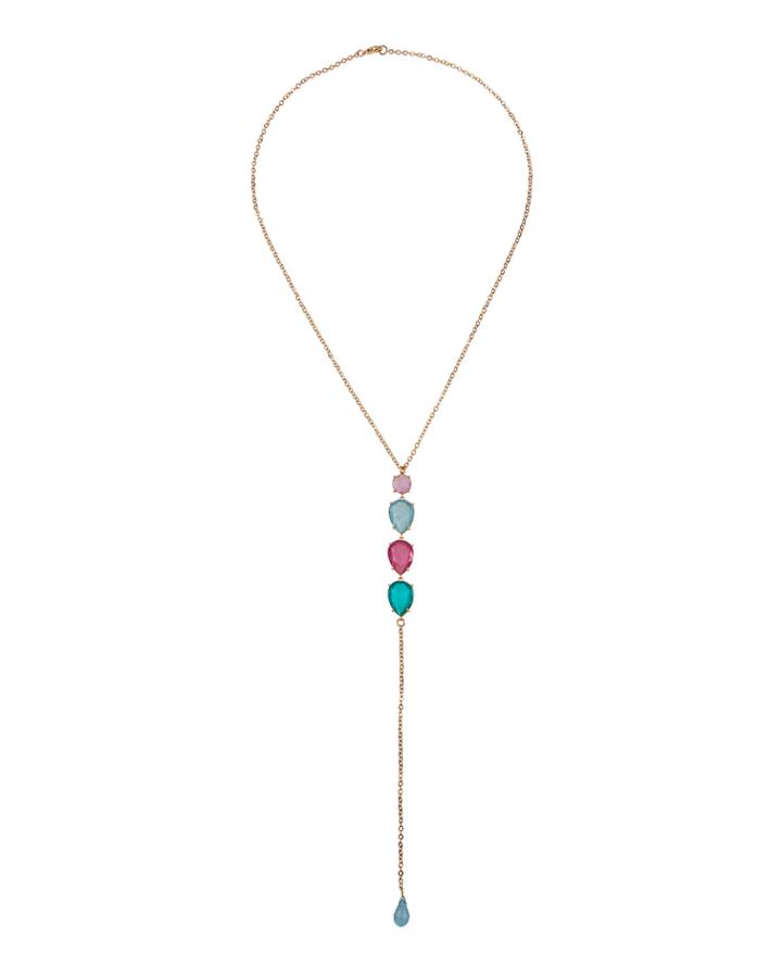 Plastic Stone Y-drop Necklace