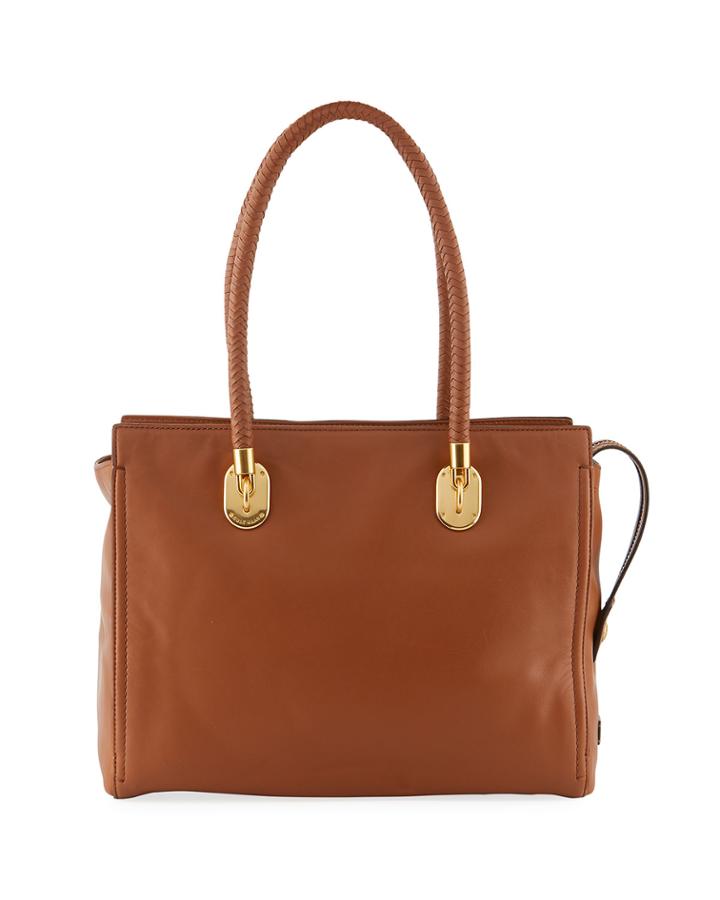 Benson Braided-handle Leather Tote Bag