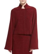 Chenille Cropped Jacket, Dark Red