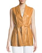 Lark Lambskin Leather Open-front Vest