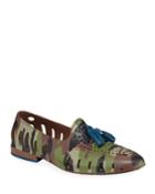 Men's Executive Tassel Rubber Loafer Water Shoes, Green Camo