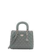 Quilted Leather Satchel Bag, Gray