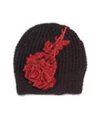 Crystal Rose Knit Beanie Hat