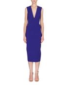 Sleeveless V-neck Midi Dress, Cobalt Blue