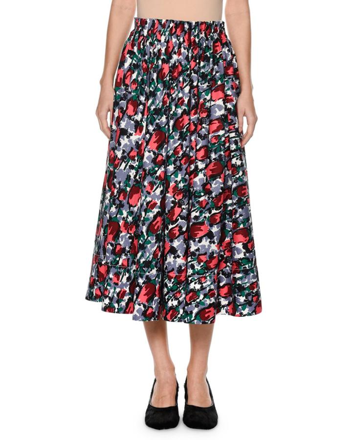 Calla Floral-print Ankle-length Cotton Poplin
