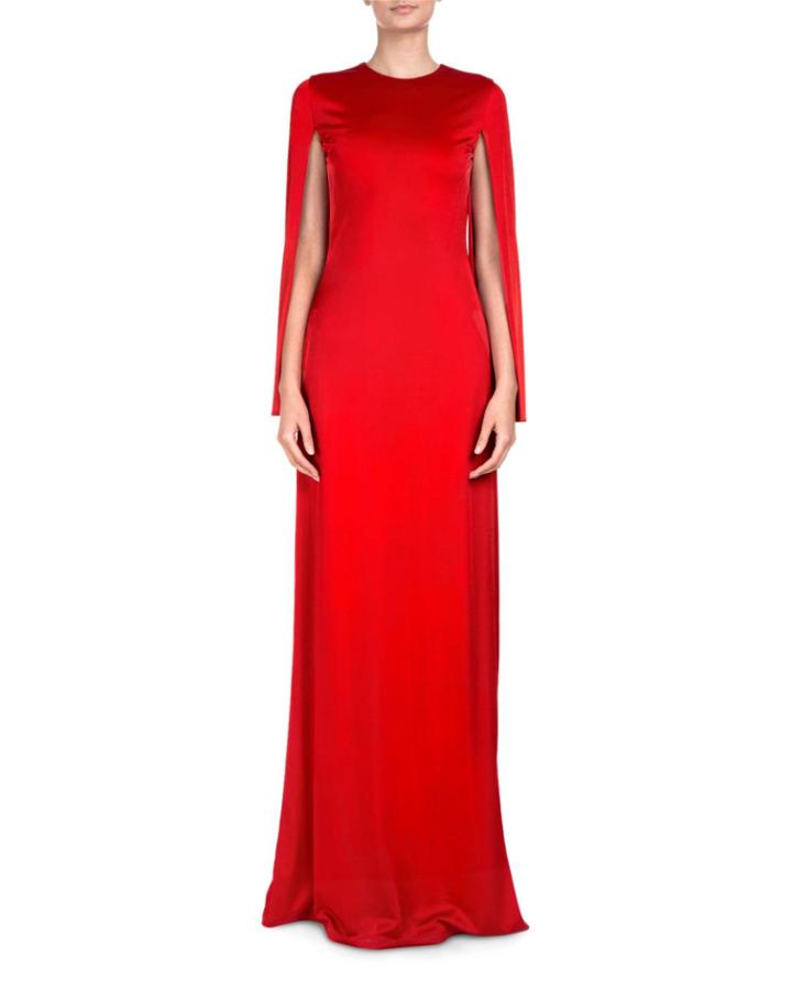 Jersey Cape-sleeve Gown