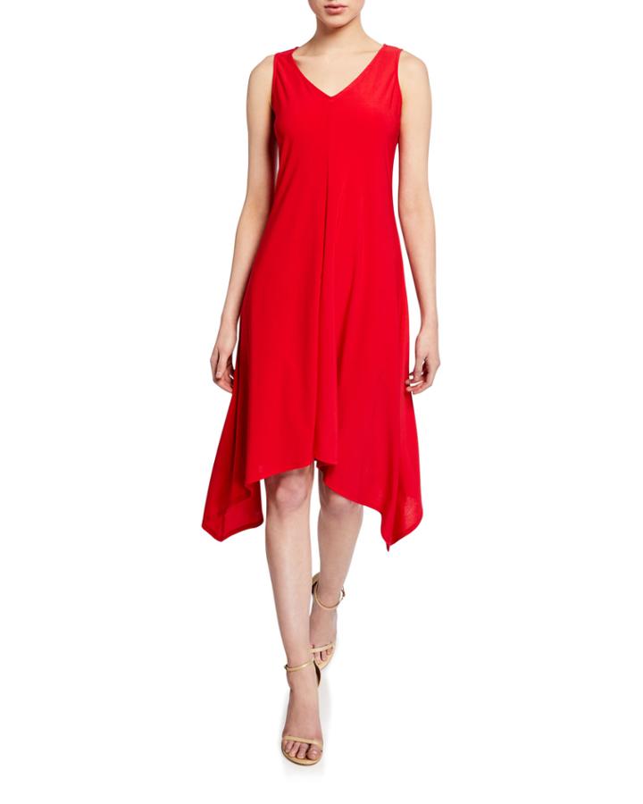 V-neck Sleeveless Sharkbite Knit Dress