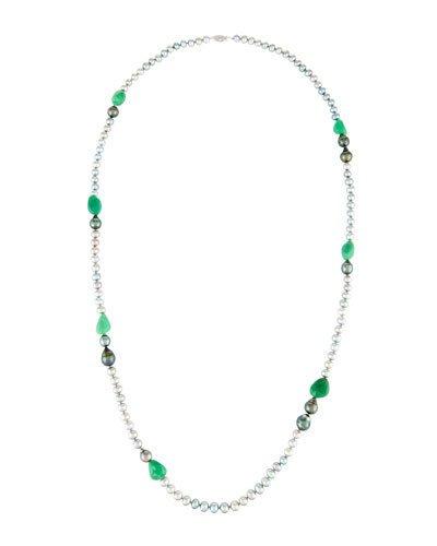 Mixed Pearl & Chrysoprase Rope Necklace