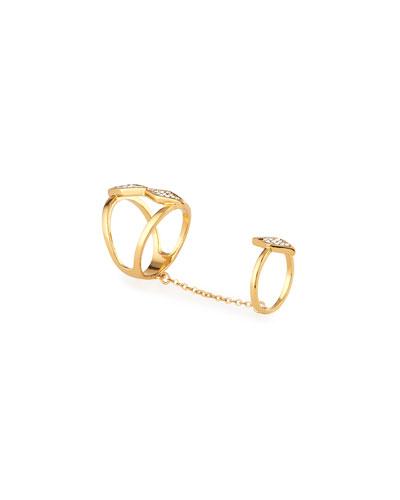 12k Gold-plated Crystal Two-part Ring
