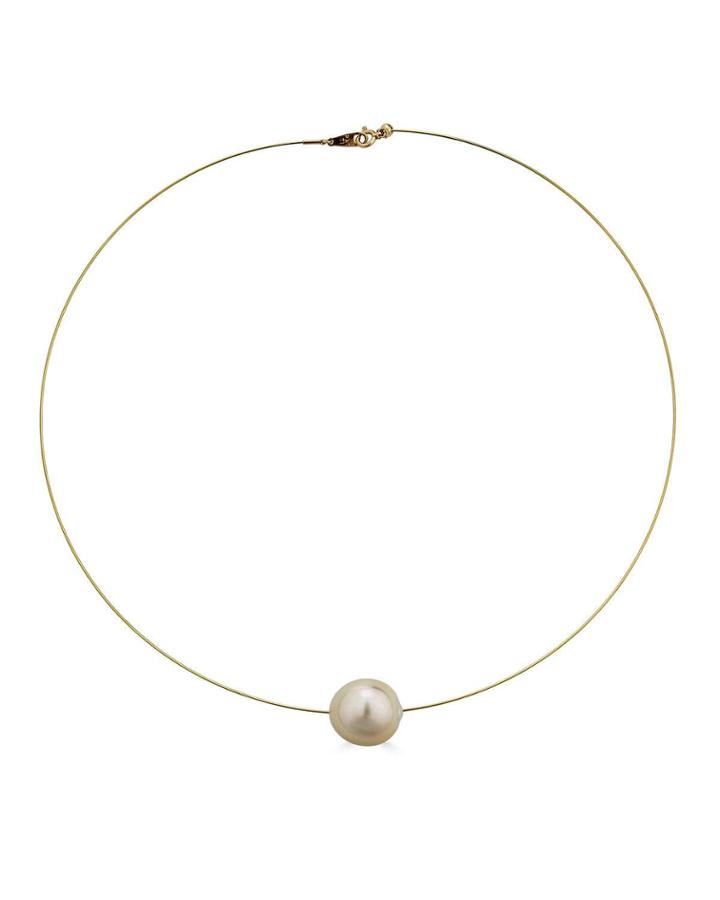 18k Elegant South Sea Pearl Wire Necklace,