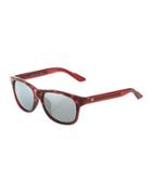 Plastic Square Sunglasses, Brown/red