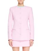 Round-neck Button-front Tailored Jacket