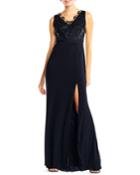 Lace-top V-neck Evening Gown