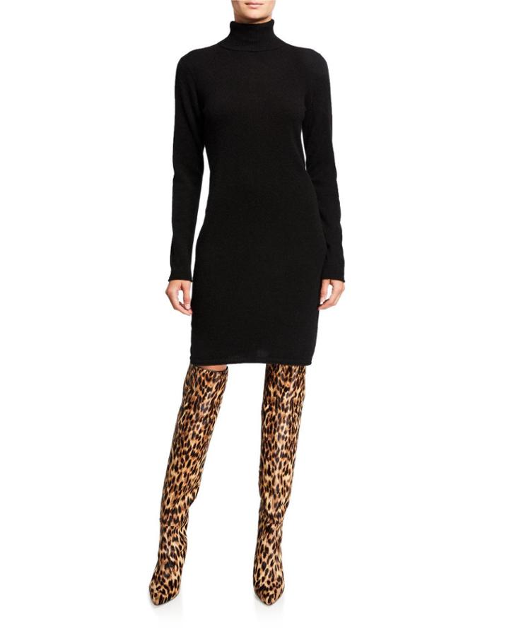 Cashmere Turtleneck Long-sleeve Dress