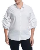 Pearl-embellished Tiered-sleeve Shirt,