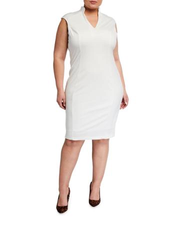 Plus Size Katrina Solid V-neck Cap-sleeve
