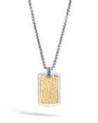 Men's Classic Chain Sterling Silver & Hammered 18k Gold Dog Tag Necklace