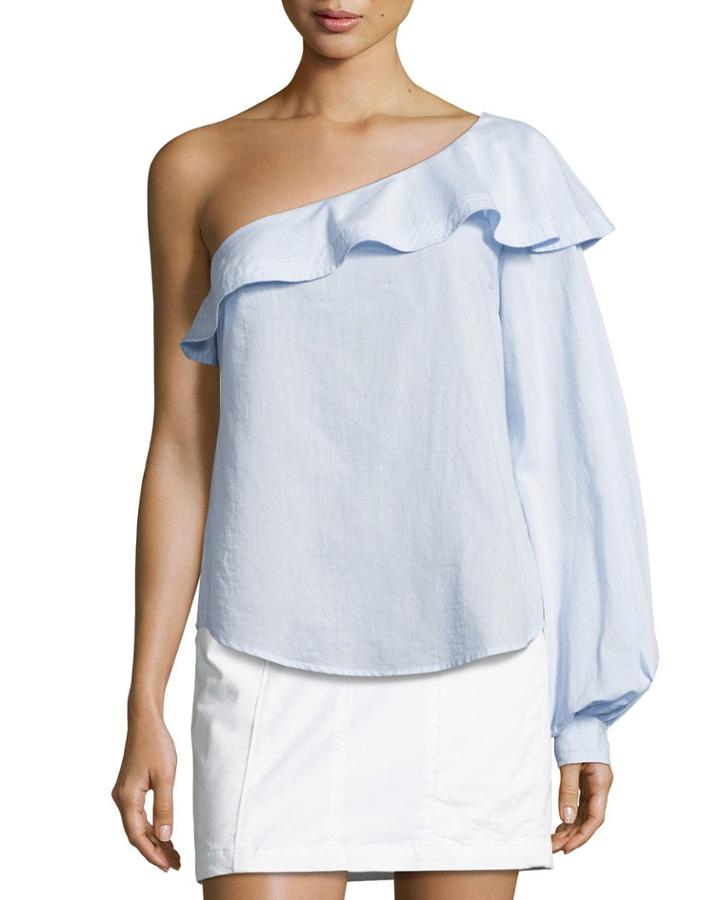 Brielle One-shoulder Poplin Top,