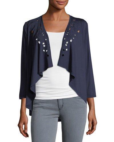 Cutout-trim Cascade Cardigan