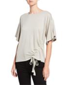 Ruched Side-tie Knit Top