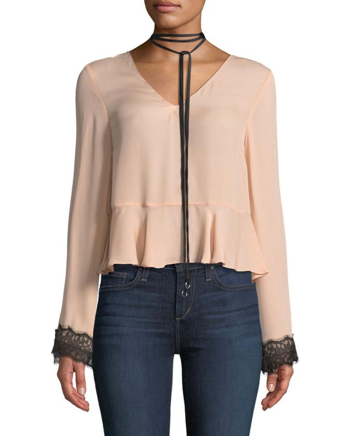 Jemma Tie-neck Peplum Blouse