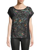 Toleac Short-sleeve Floral Print Chiffon