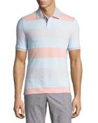 Birdseye Striped Cotton Polo Shirt, High Rise