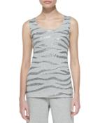 Sequined Cotton Shell, Grey Heather,