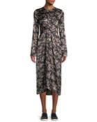 Eden Leaf-print Twist-front Silk