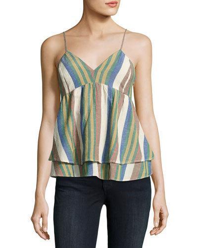 Striped Yarn-dyed Ruffle Tank