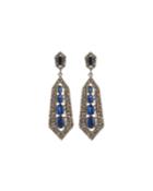 Pointed Sapphire & Diamond Drop Earrings
