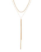 Double-row Layered Y-drop Necklace, Golden