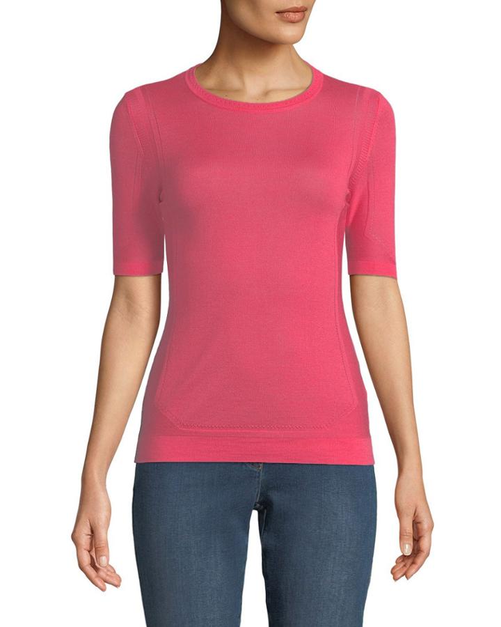 Short-sleeve Crewneck Pointelle