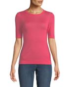 Short-sleeve Crewneck Pointelle
