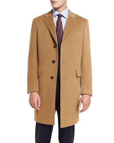 Classic Cashmere Single-breasted Topcoat, Camel
