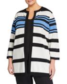 Plus Size Edge To Edge Striped Cardigan Topper