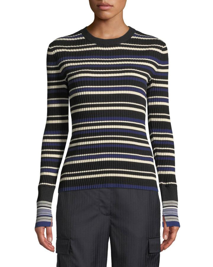 Multi Striped Silk/cotton Pullover