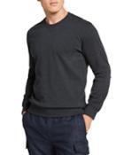 Men's Crewneck Cotton Sweater With Triangle Detail