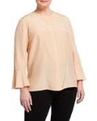 Plus Size Izzie Matte Silk Blouse W/ Bell