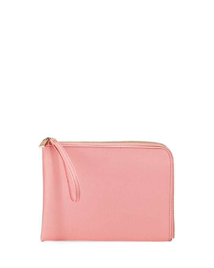 Saffiano Tropical Print Zip Pouch