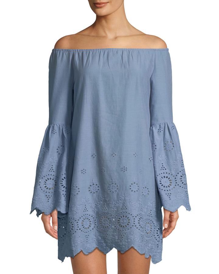 Bardot Cotton Eyelet Off-shoulder Dress