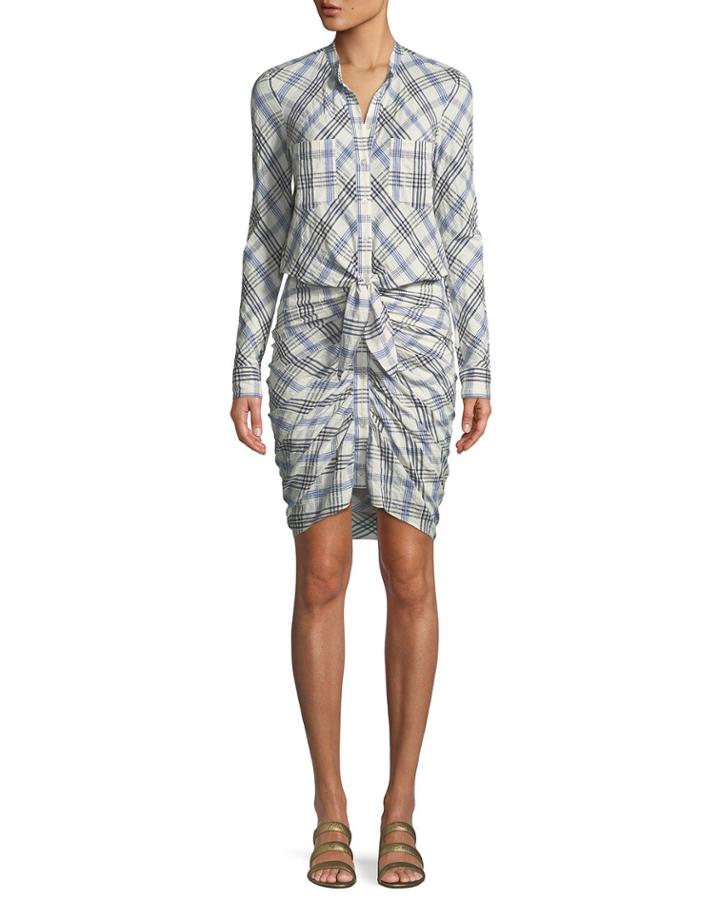 Della Plaid Tie Front Dress