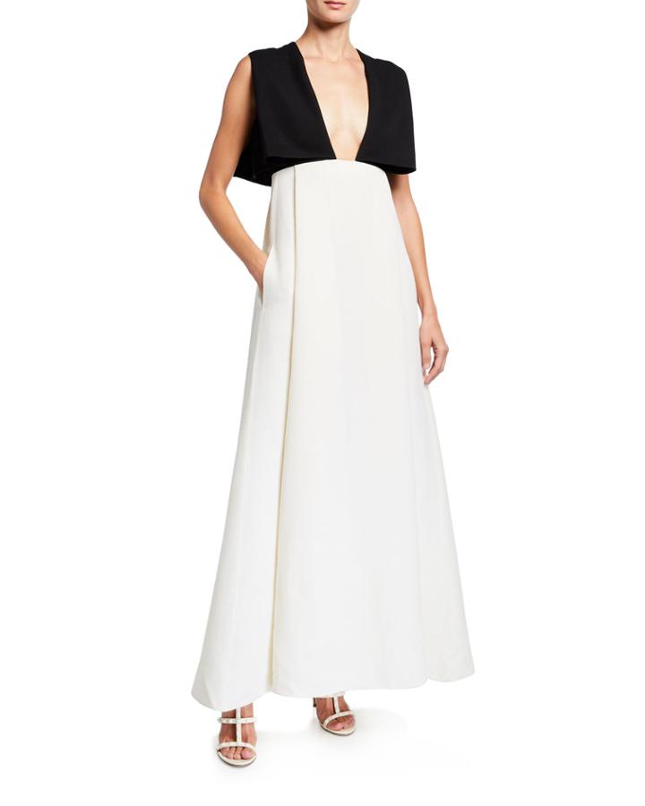Contrast Cape Gown