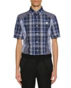 Men's Pieced Plaid Short-sleeve