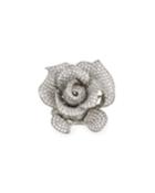 18k White Gold Diamond Rose Ring,