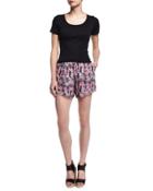 Layered-hem Chiffon Shorts, Bright Pink