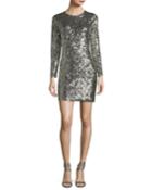 Aliya Sequin Crewneck Long-sleeve Fitted