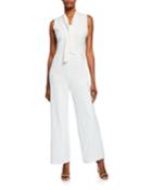 Tie-neck Sleeveless Jumpsuit