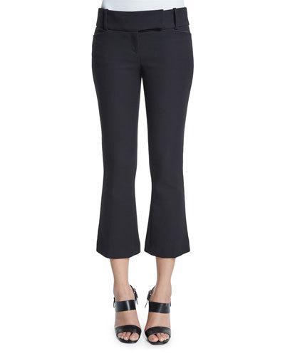 Flare-leg Cropped Pants, Black