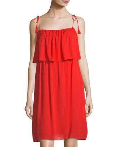 Embroidered-trim Gauze Dress